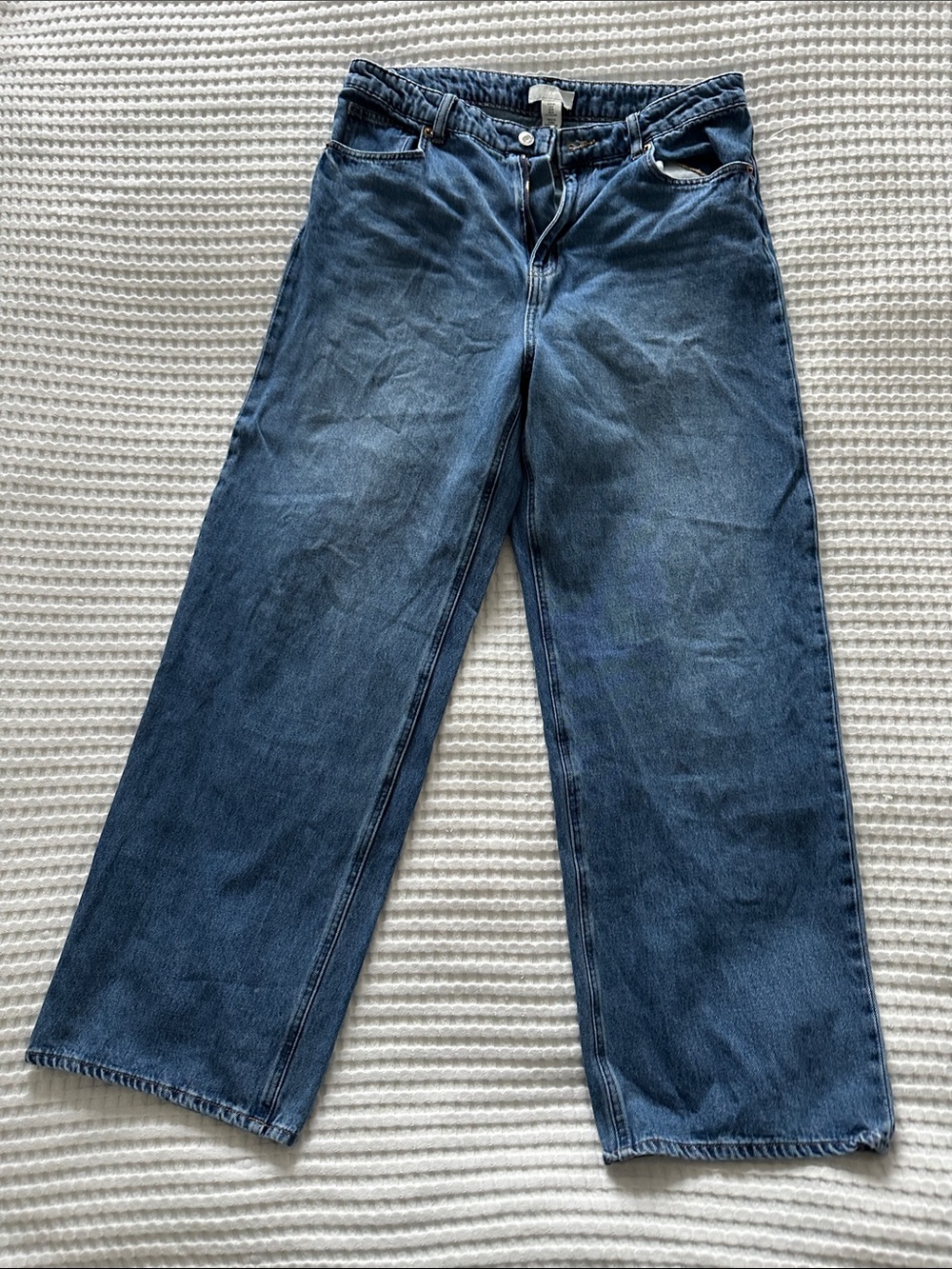 H&M Women's Dark Blue Wide-Leg Jeans